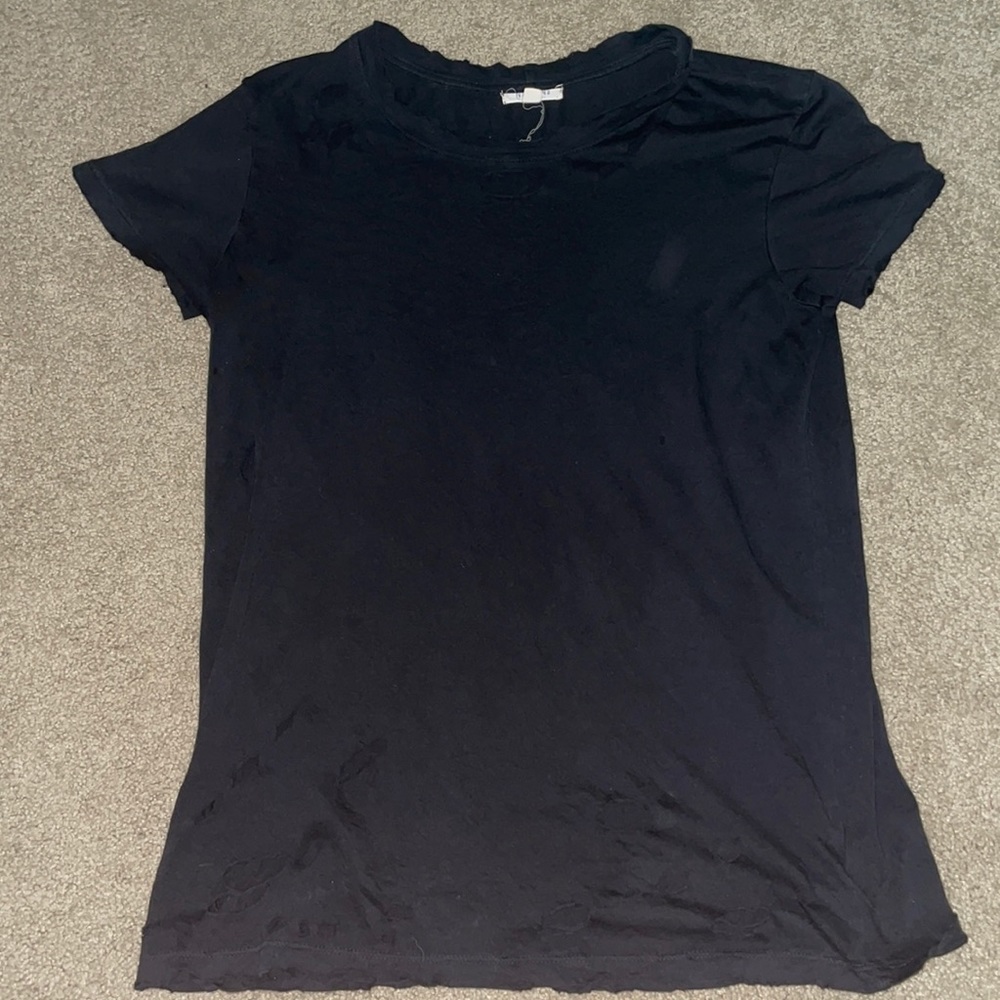 Purposely tattered black t-shirt
